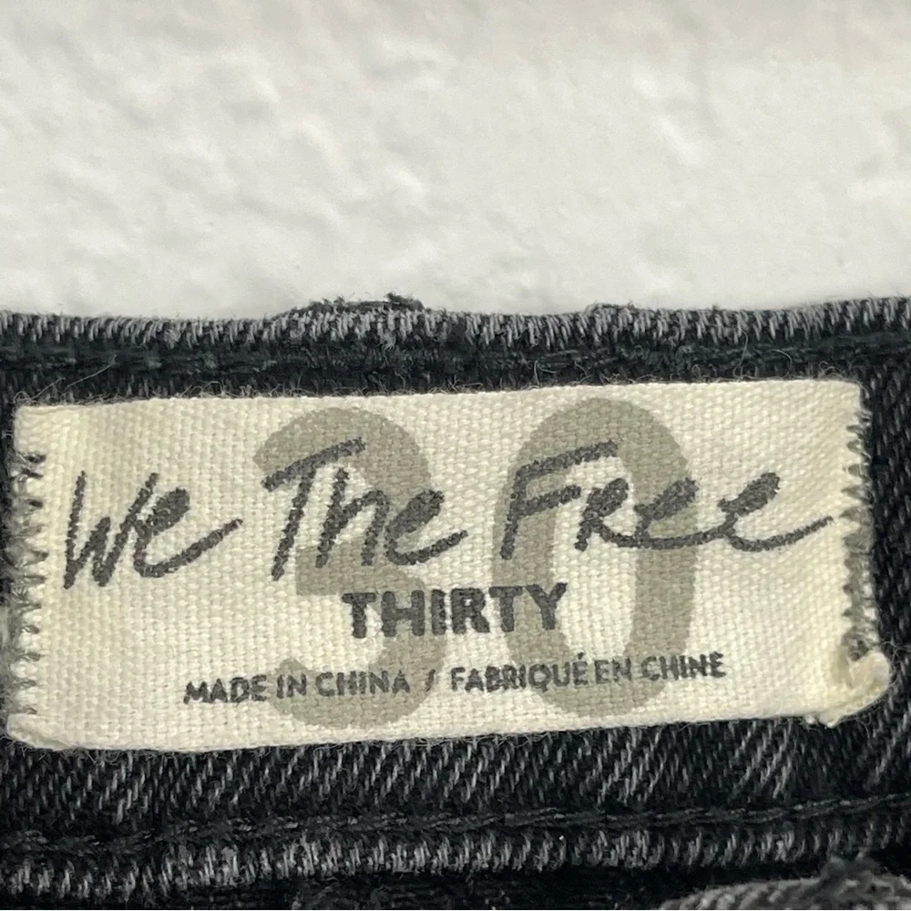 Free People We the Free Black Denim Skirt Raw Hem Button Fly Size 30 - Picture 9 of 12